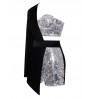 LW Sequined Patchwork Hollow-out Romper