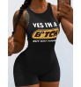 LW Letter Print Rib Knit Cami Romper