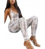 LW Plaid Print Backless Skinny Jumpsuit