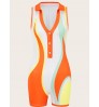 LW Mixed Print Button Design Romper