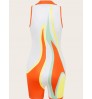 LW Mixed Print Button Design Romper