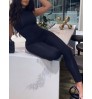 LW BASICS Zipper Design Solid Jumpsuit