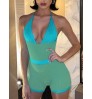 LW Backless Rib Knit Skinny Romper