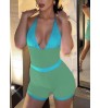 LW Backless Rib Knit Skinny Romper