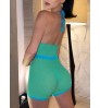 LW Backless Rib Knit Skinny Romper