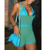 LW Backless Rib Knit Skinny Romper