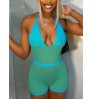 LW Backless Rib Knit Skinny Romper