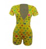 LW Butterfly Letter Print Zipper Design Romper
