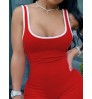 LW Sportswear Patchwork Red One-piece Jumpsuit