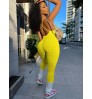 LW BASICS Cross Strap Backless Rib-Knit Jumpsuit