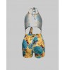 LW Floral Print Bandage Hollow-out Design Romper