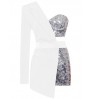 LW SXY Sequined Patchwork Asymmetrical Romper