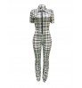 LW Plaid Print Stacked Jumpsuit