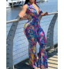 LW BASICS Mixed Print Flared Jumpsuit