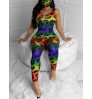 LW U Neck Leopard Print Jumpsuit