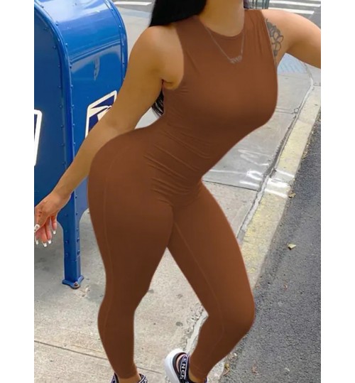 LW BASICS Round Neck Solid Jumpsuit