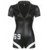 LW Faux Leather Number 69 Print Striped Romper