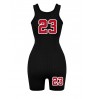 LW Number 23 Print Rib Knit Skinny Romper