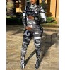 LW Graffiti Letter Print Skinny Jumpsuit
