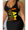 LW Plus Size Notch Collar Letter Print Bodycon Dress