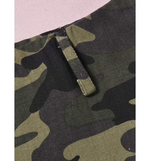 LW COTTON Camo Print Pleated Skirt