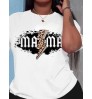 LW BASICS Plus Size Leopard Letter Print Shorts Set