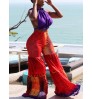 LW Plus Size Animal Print Backless Loose Pants Set