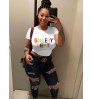 LW Plus Size Letter Print Patchwork T-shirt