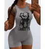 LW Cartoon Love Letter Print Skinny Romper