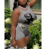 LW Cartoon Love Letter Print Skinny Romper
