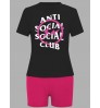 LW Plus Size Social Letter Print Skinny Shorts Set