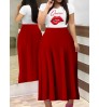 LW Plus Size Queen Lip Print A Line Dress