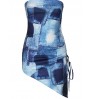 LW Imitation Denim Off The Shoulder Bodycon Dress