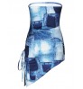 LW Imitation Denim Off The Shoulder Bodycon Dress
