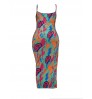 LW Plus Size Mixed Print Drawstring Thigh Slit Bodycon Dress