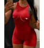 LW Rib Knit Print Skinny Cami Romper