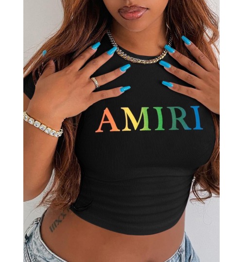 LW Letter Print Rib Knit T-shirt