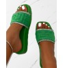 LW Rhinestone Decor Platform Slides