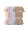 conyson wholesale two piece kids jogger clothes set cotton short sleeve custom boys clothing sets summer kids sweatsuits