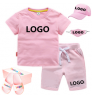 Children Clothing Set Kids Boys Summer Sports Casual Short Sleeve Clothing Sets Solid Color Girls T-shirt Set 2PCS Custom Logo