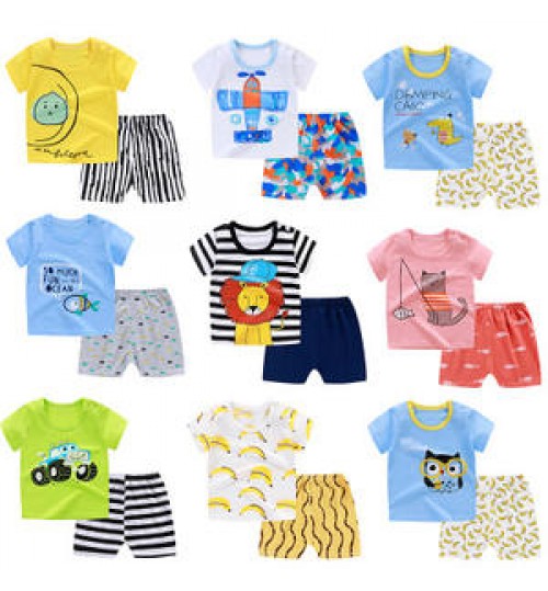 2021 Hot Sale Summer Children's Clothing Sets 100 Different Design Baby Boy Clothing Sets 2pcs T-shirt kids clothes