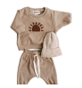 Kids Baby Clothes Set Autumn New Boys Girls Long Sleeves Hooded Tops +Loose Trousers 2pcs Rainbow Embroidery Children's Clothing