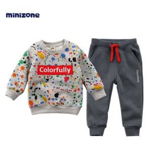 Wholesale winter baby clothes set long sleeve pants cotton boy suit 2pcs baby clothing sets clothes