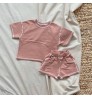 HT23D107035 fashion summer new arrival infant baby boys 2 pcs clothing sets thread beige blue t shirt with shorts