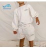 Custom Mommy And Me family Matching Outfits Loungewear Plain Color Crew Neck Loose Fit Unisex Pullover Casual 2 Piece Shorts Set