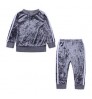 2022 Wholesale Casual Spring Autumn Winter 2 pieces Long Outfits Golden Velvet Girl Boy Children's Clothing Girls' Clothing Sets