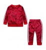 2022 Wholesale Casual Spring Autumn Winter 2 pieces Long Outfits Golden Velvet Girl Boy Children's Clothing Girls' Clothing Sets