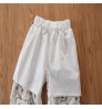 1~6 Years Old Summer Children's Clothing Girls Sweet Suit Yellow Sling T-shirt+Jacquard Lace Pants Two Piece Clothing Set
