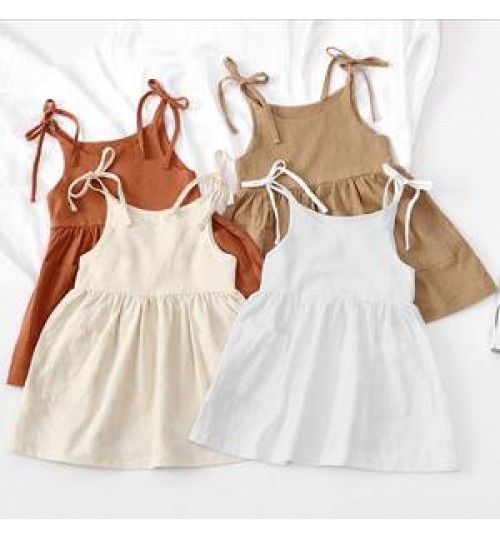 baby body Wholesale Kids Summer Clothing 2-6 Years Girls' Dresses, 4 Colors white baby Sling frocks Linen Cotton baby dresses