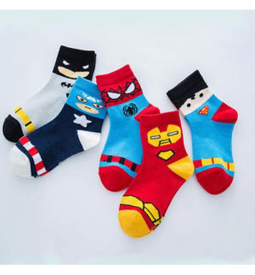 Stocked Kids Cartoon Marvel Socks Boy Combed Cotton USA Hero Crew Socks for Baby Children